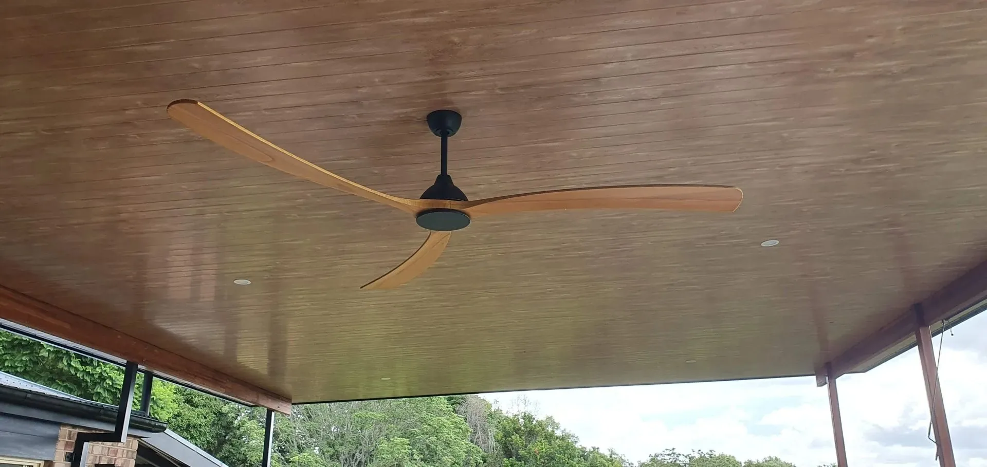 Ceiling fan and downlight install by D.J. Whatley & Son residential electricians