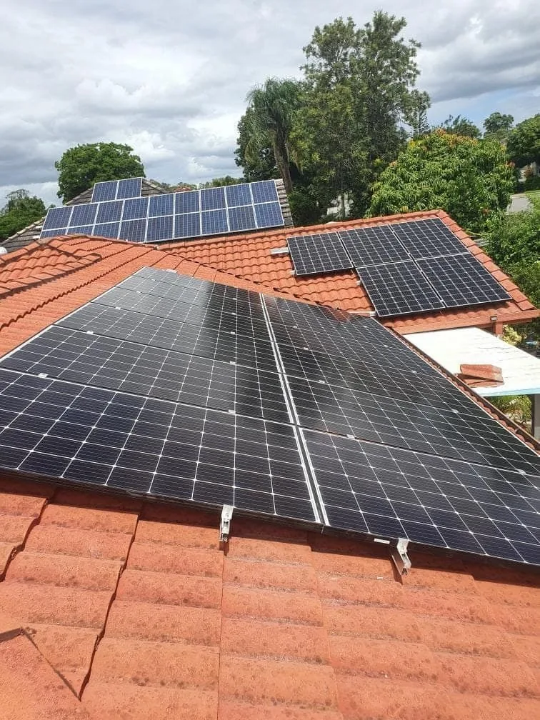 Close-up of solar panels wired up by D.J. Whatley & Son