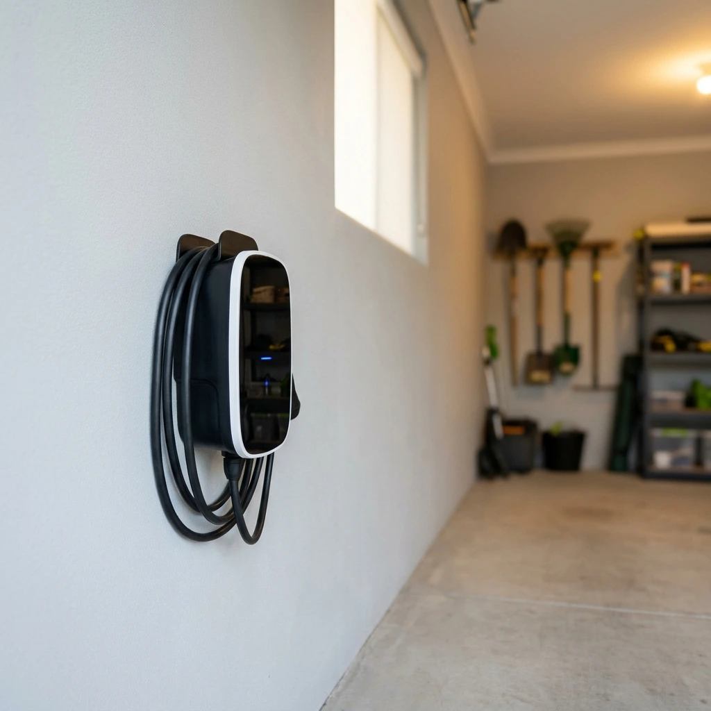 Electric vehicle charging from a wall-mounted EV charger