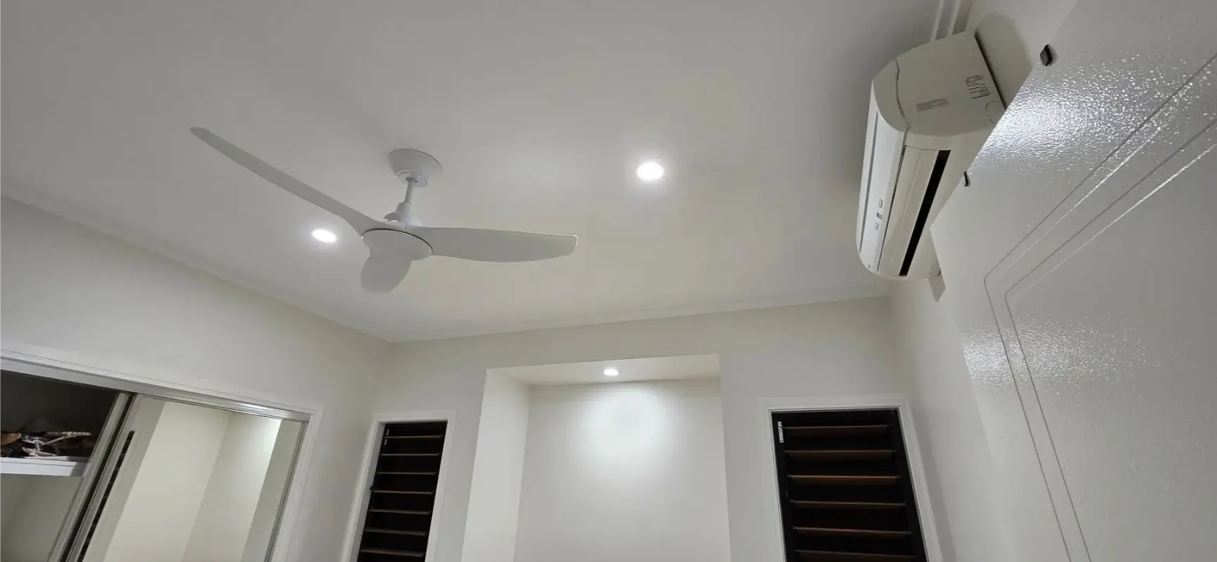 LED downlights installed in a modern ceiling